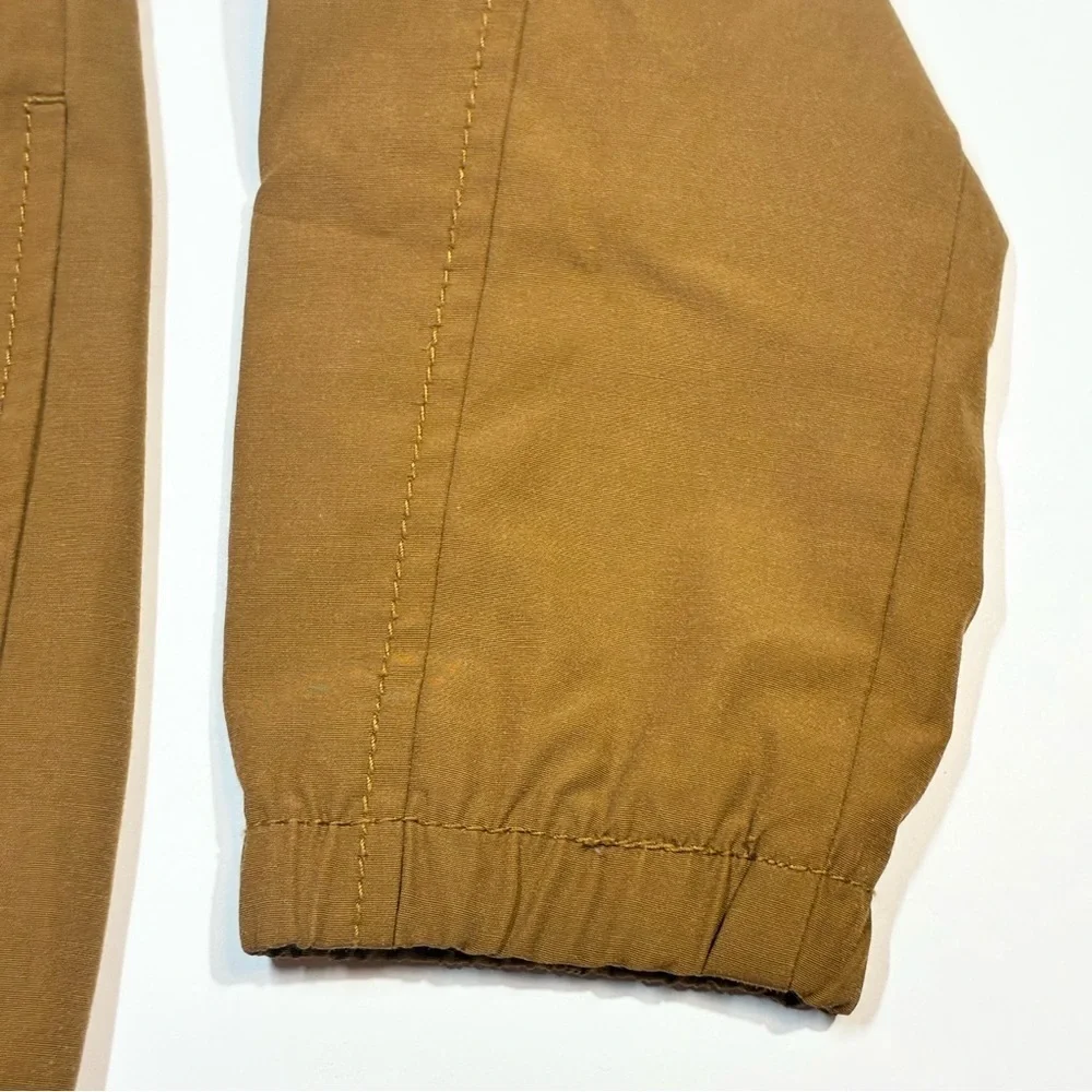 Old Navy Brown Rain Jacket Boys Small (4-6) Utility Snaps Zipper Hood Pockets